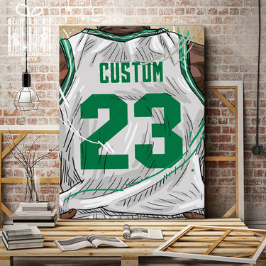 Boston Celtics Jersey Custom Canvas Print Wall Art for Boy Girl Men Women Basketball Personalized Canvas Art